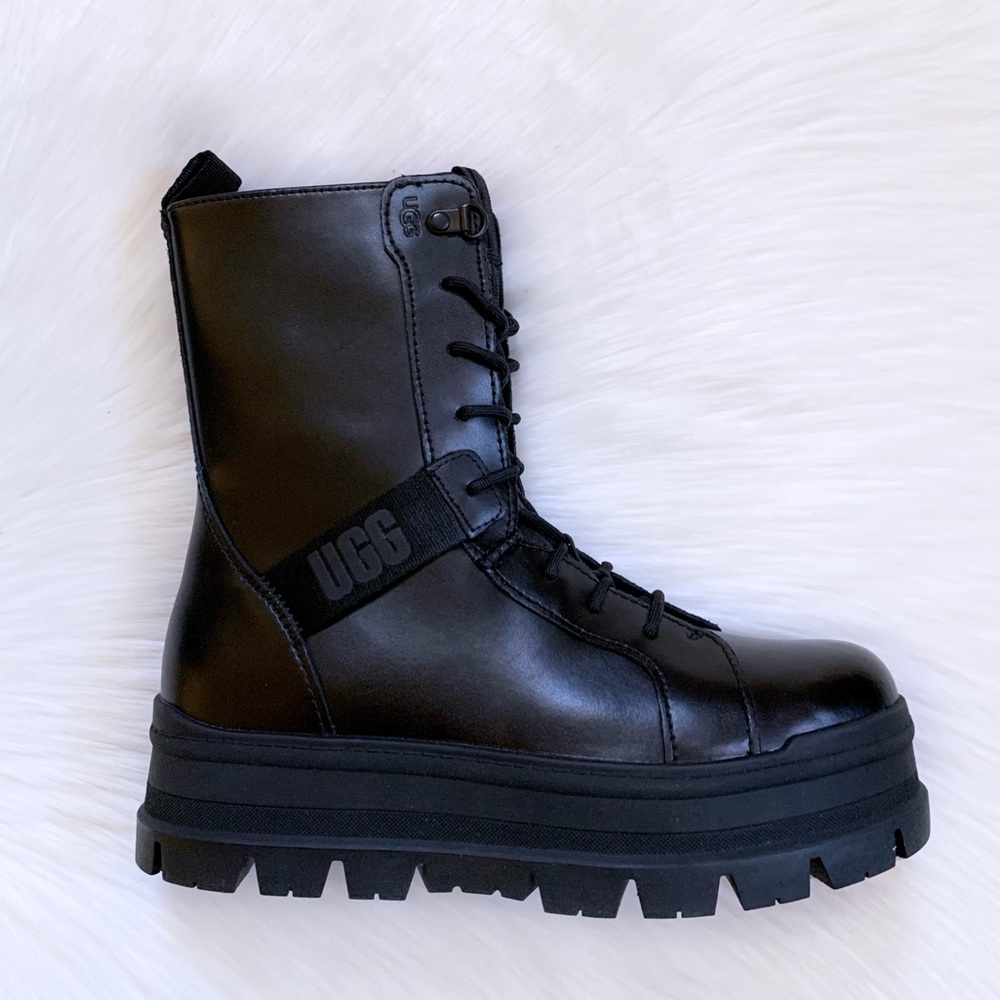 UGG Sheena Black Platform Combat Lace-Up Boots - Picture 5 of 8